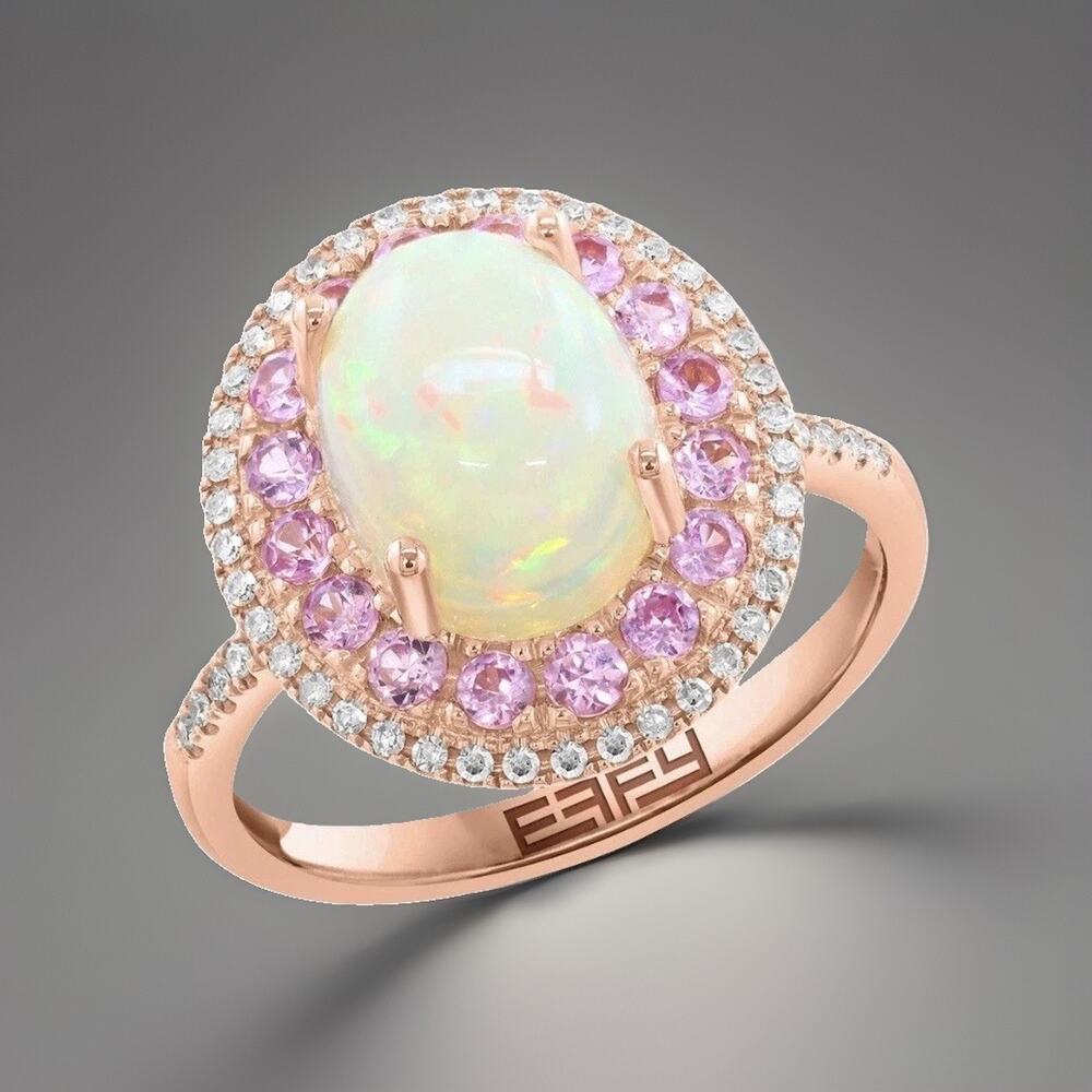 NEW! Effy Ethiopian Opal , Pink Sapphire & Diamond Cocktail Ring / 7 / $5,350